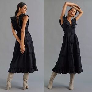 Love the Label V-Neck Poplin Tiered Midi Dress